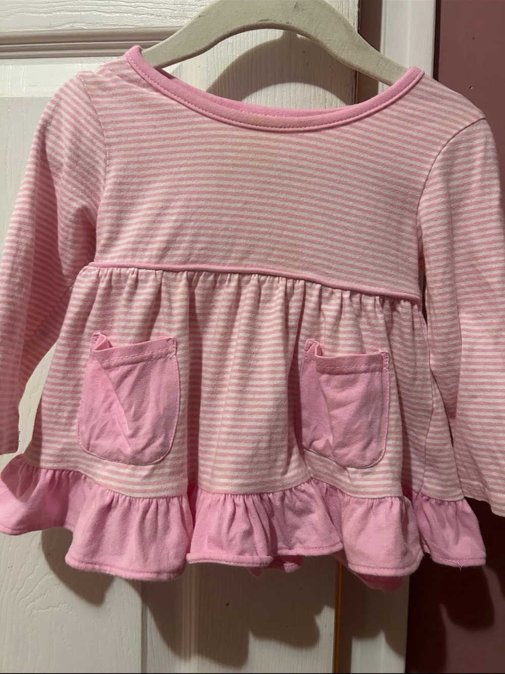 Stitchy Fish 12 months Girls' Pink Striped Long-Sleeve